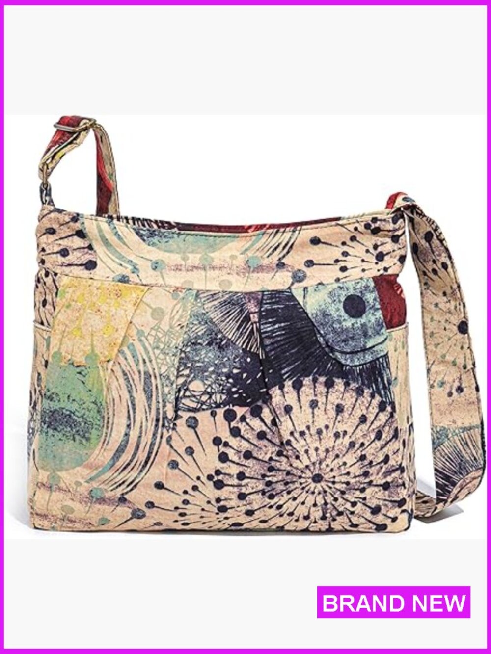 Large Hippie Bohemian Canvas Hobo Shoulder Bag Crossbody with Pockets